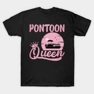 Pontoon Queen Vintage Funny Pontoon Boat Lover Girls T-Shirt